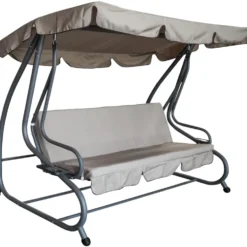 Hollywoodschaukel 4-Sitzer Miami 232 x 120 x 164 cm grau / creme