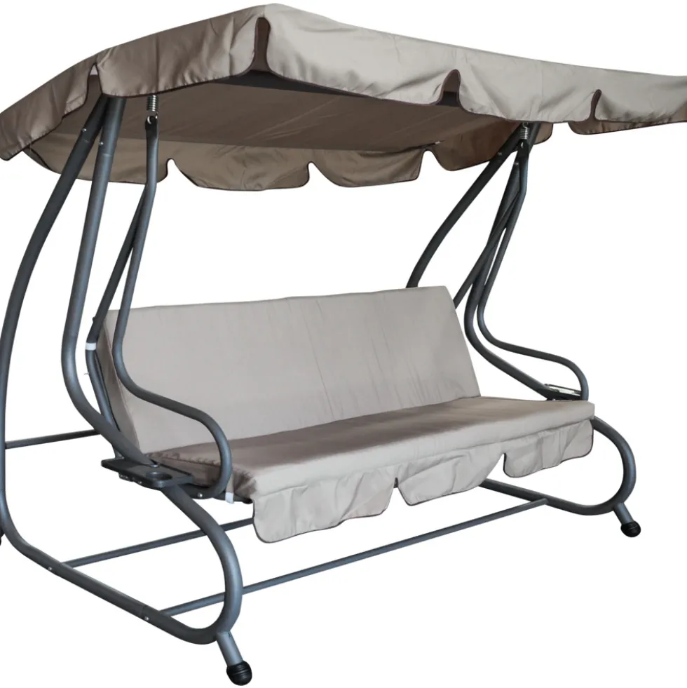 Hollywoodschaukel 4-Sitzer Miami 232 x 120 x 164 cm grau / creme