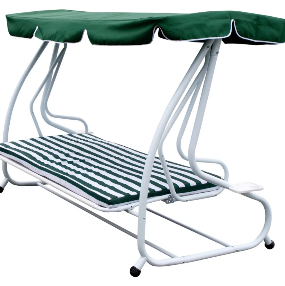 Hollywoodschaukel 4-Sitzer Miami 232x120x164cm weiss/grün