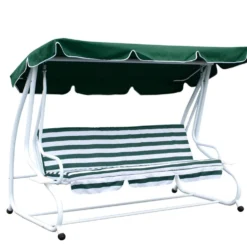 Hollywoodschaukel 4-Sitzer Miami 232x120x164cm weiss/grün