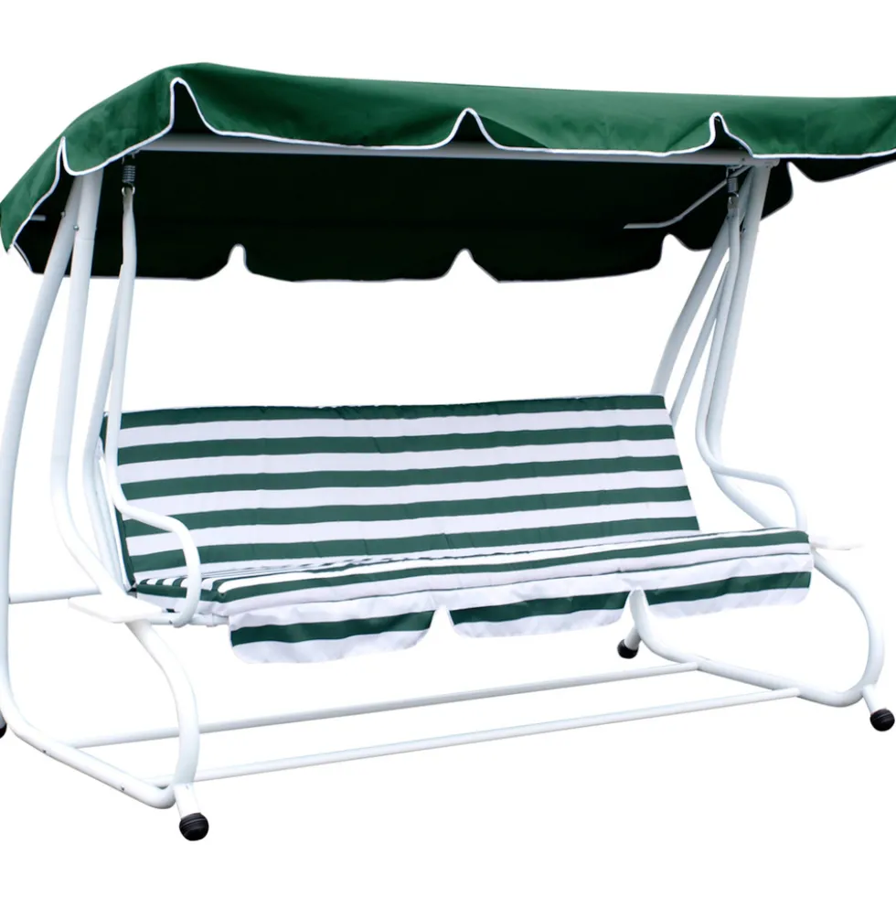 Hollywoodschaukel 4-Sitzer Miami 232x120x164cm weiss/grün