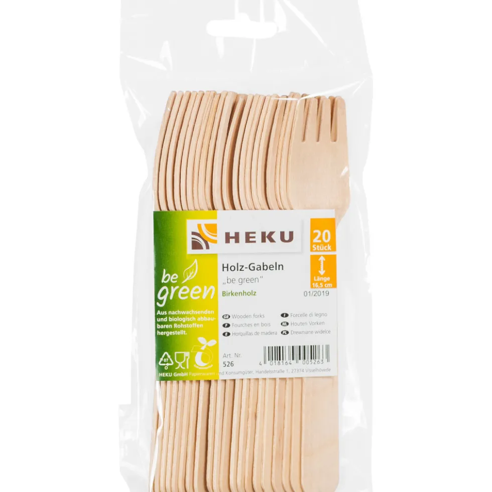 20 Holz-Gabeln aus Birkenholz be green