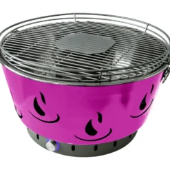 Holzkohle-Tischgrill mit Aktivbelüftung Ø 42 cm, pink