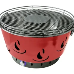 Holzkohle-Tischgrill mit Aktivbelüftung Ø 42 cm, rot