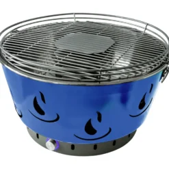 Holzkohle-Tischgrill mit Aktivbelüftung Ø 42 cm, blau