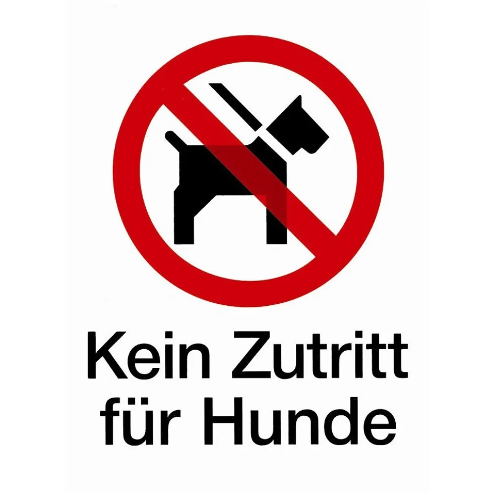 Hunde Verbotsschild 194 x 260 mm, selbstklebend