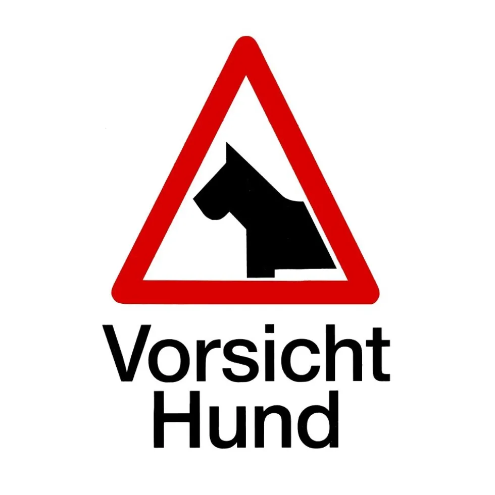 Hunde Warnschild 194 x 260 mm, selbstklebend