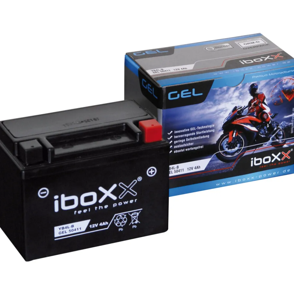 iboxx Motorradbatterie GEL 12V4Ah YB4L-B Starterbatterie