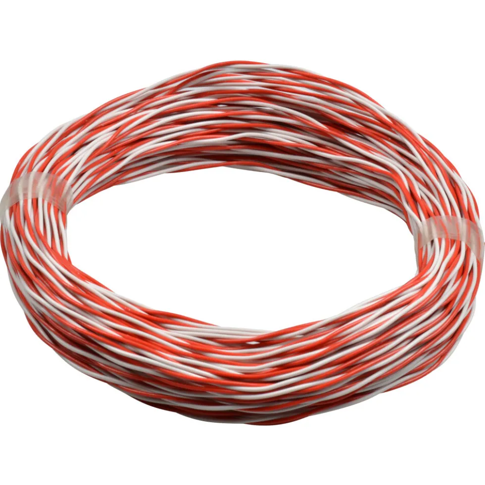 Installationsdraht 2 x 0,6mm² 20 m aus Kupfer mit PVC-Ummantelung in Rot-Weiß