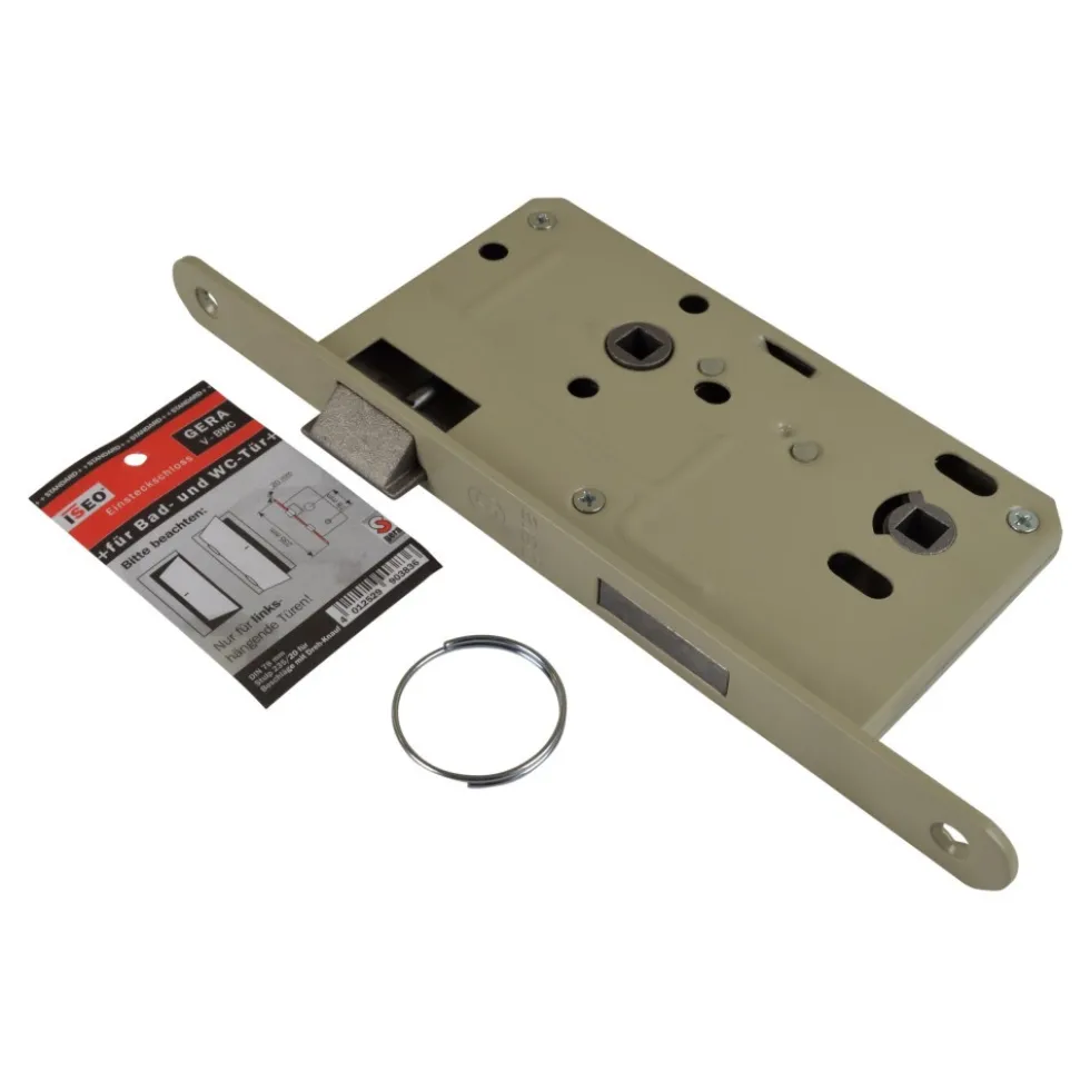 ISEO Einsteckschloss für Bad/WC-Tür Vierkant links 78 mm