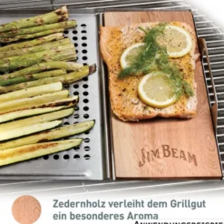 JIM BEAM Edelstahl-Grillauflage mit Zedernholz-Platte