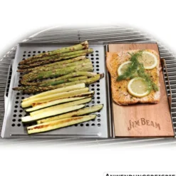 JIM BEAM Edelstahl-Grillauflage mit Zedernholz-Platte