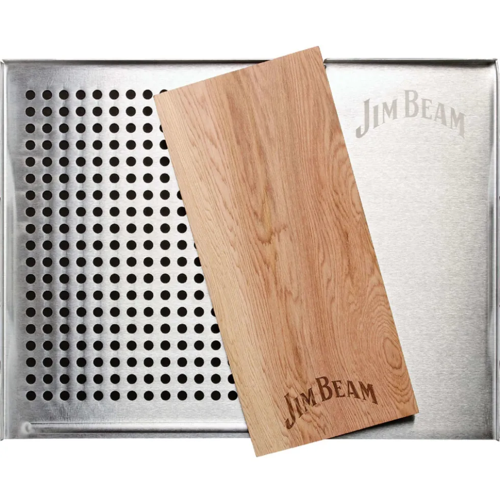 JIM BEAM Edelstahl-Grillauflage mit Zedernholz-Platte