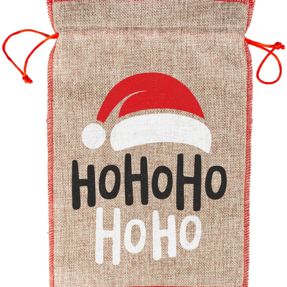 Jute-Geschenksack mit Zugkordel - 2 Motive sortiert 20x30cm
