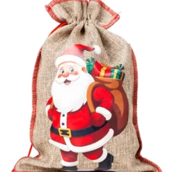 Jute-Geschenksack mit Zugkordel - 2 Motive sortiert 20x30cm