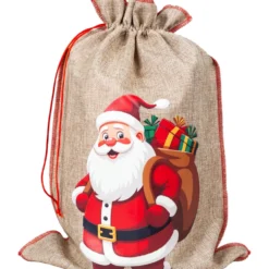 Jute-Geschenksack mit Zugkordel - 2 Motive sortiert 35x50cm