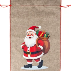 Jute-Geschenksack mit Zugkordel - 2 Motive sortiert 35x50cm