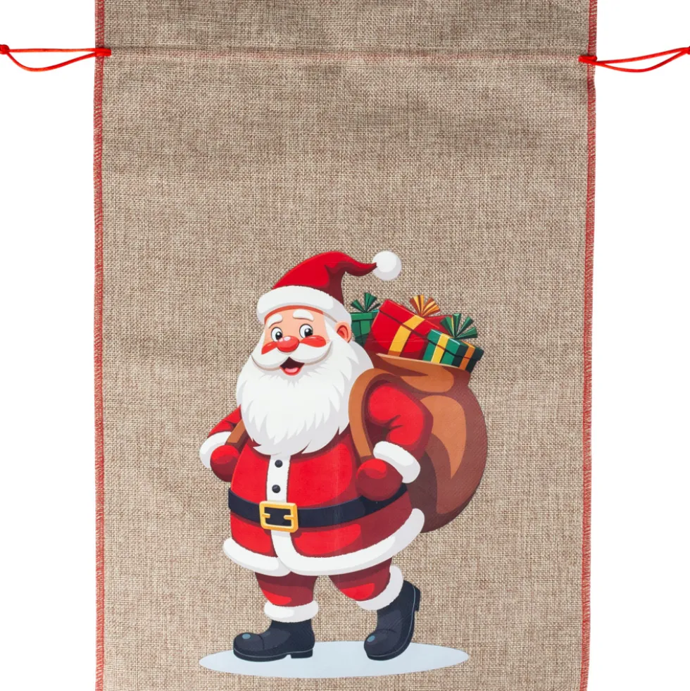 Jute-Geschenksack mit Zugkordel - 2 Motive sortiert 35x50cm