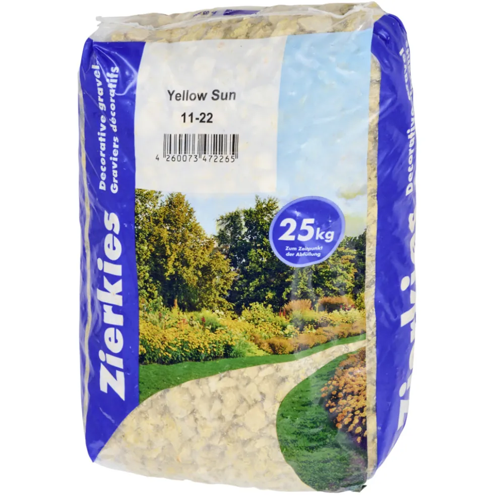 Kalksplitt Yellow Sun im 25 kg Sack mit 11 bis 22 mm Körnung