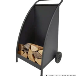 Kaminholzwagen aus Metall mit 2 Rädern schwarz