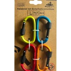 Karabiner mit Sicherheitsverschluss im 4er-Set in verschiedenen Farben