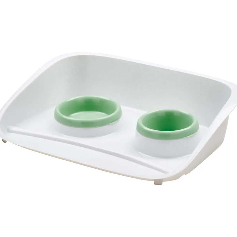 Katzennapf-Set in granit/soft green