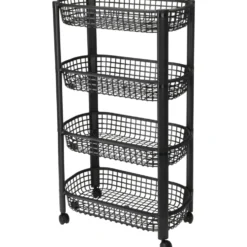 Küchentrolley 4 Etagen 46,5 x 26 x 78,8 cm Schwarz
