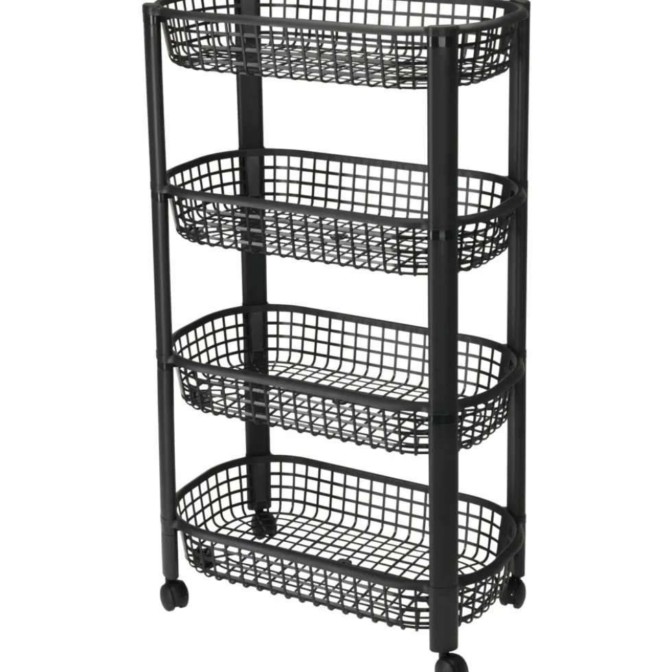 Küchentrolley 4 Etagen 46,5 x 26 x 78,8 cm Schwarz