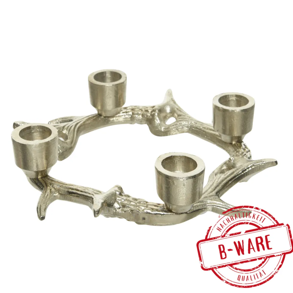 Kerzenhalter Geweih aus Aluminium in Silber - B-Ware