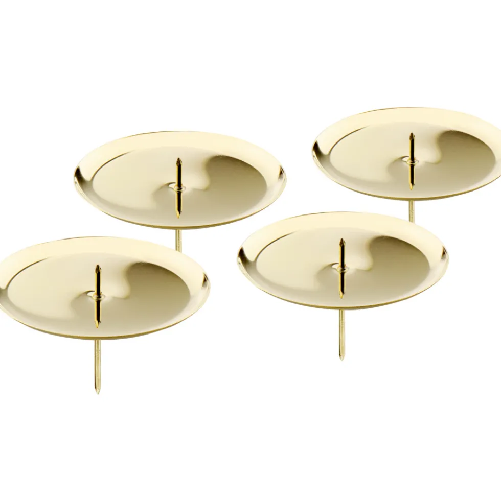 Kerzenhalter-Set 4 Stück je 8 cm aus Eisen tellerförmig in gold