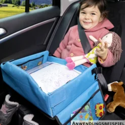 Kinder-Reisespieltisch fürs Auto blau/schwarz
