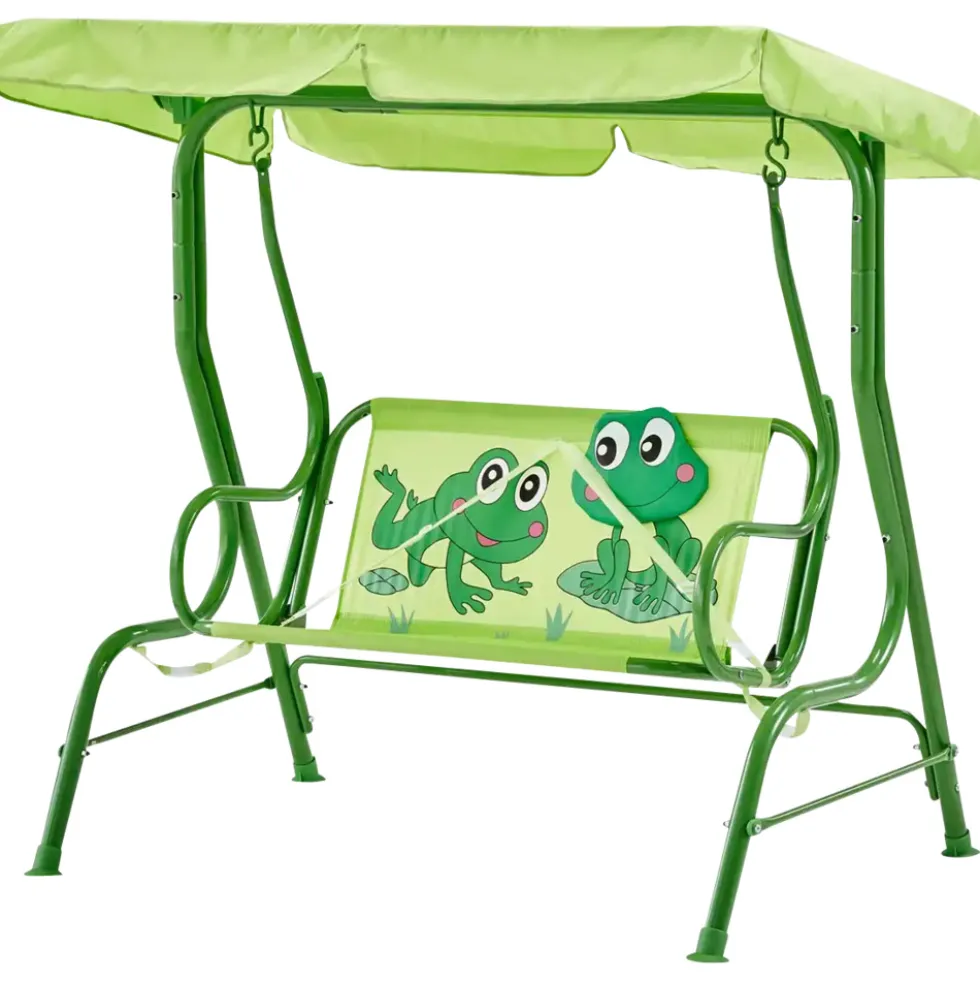 Kinderschaukel „Fröschl“ grün mit Sonnendach