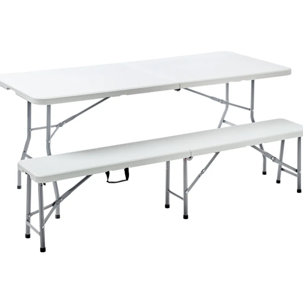 Klappsitzbank 180x28x43,5 cm aus HDPE in Weiß