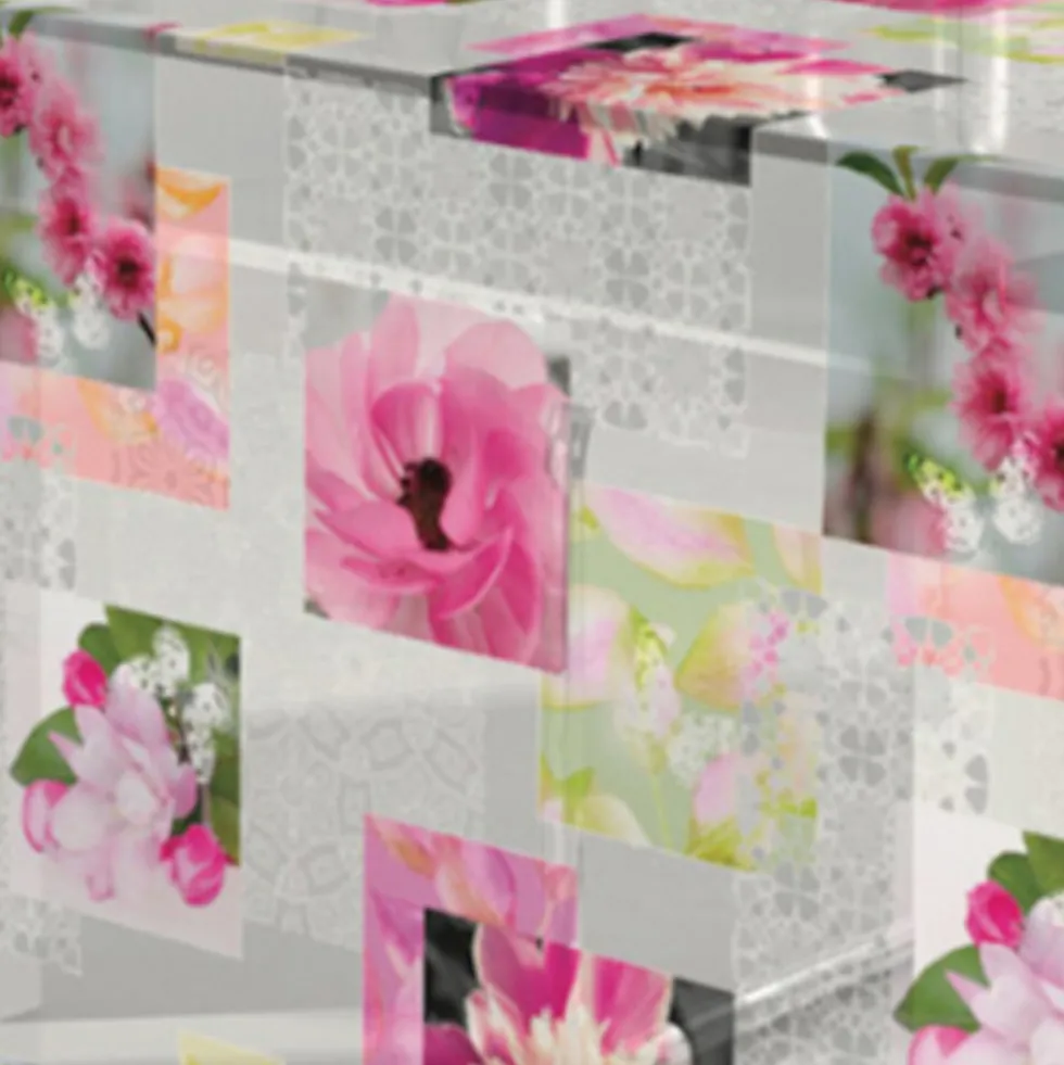 Klarsicht Tischdecke Blumen-Motiv "Paulin"
