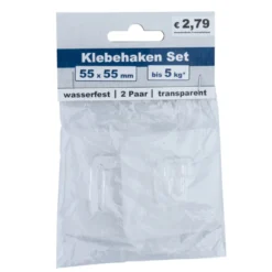 Klebehakenset 2 Paar transparent 55 x 55 mm