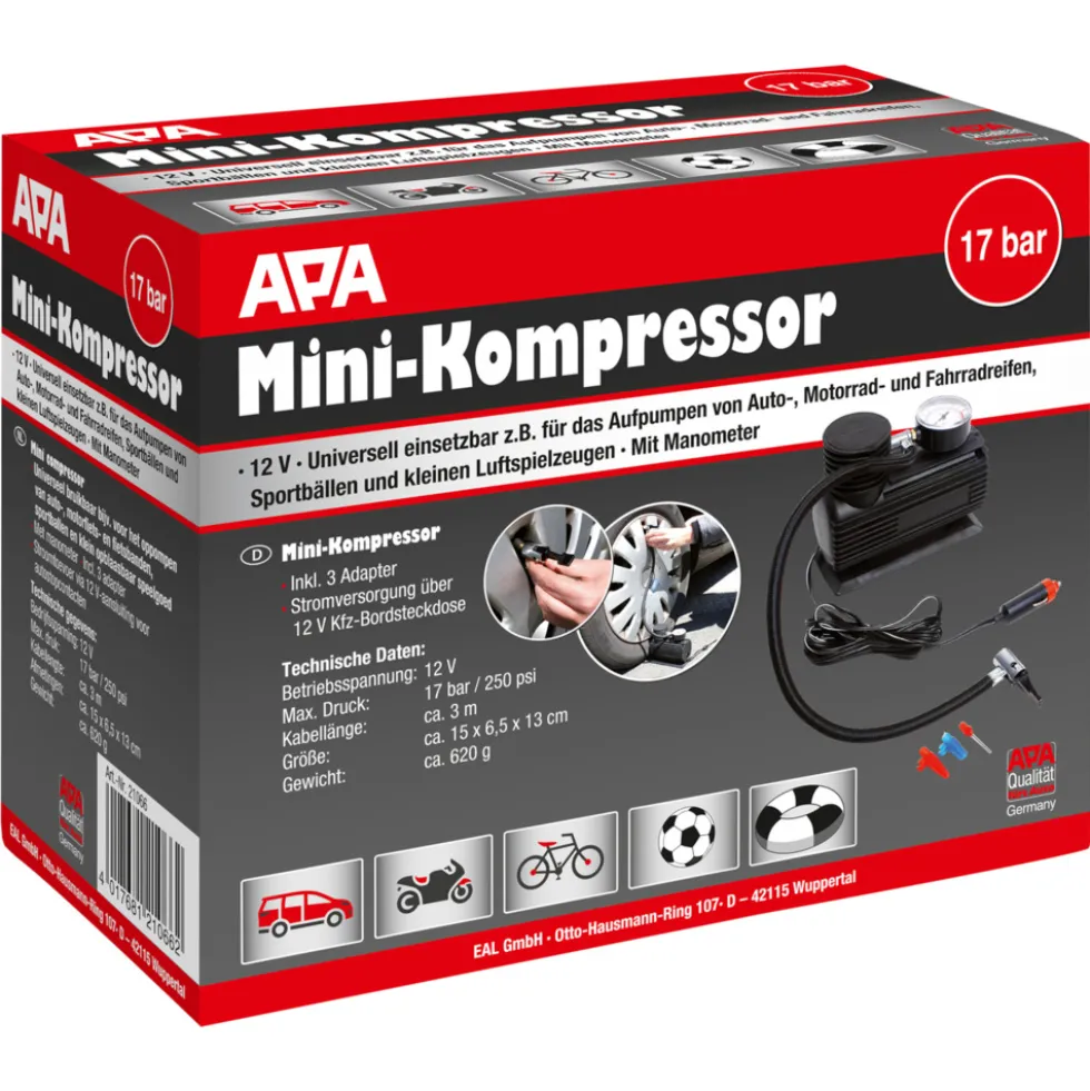Kleinkompressor 12 V mit Aufsätzen