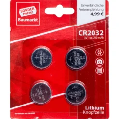 Knopfzellen Batterien CR2032 4 Stück nicht wiederaufladbar