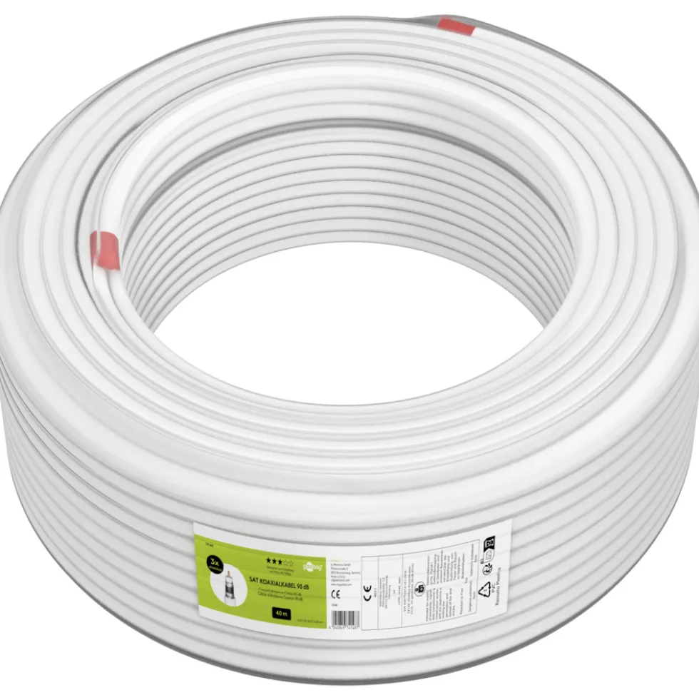 Koaxialkabel 40 m 90db 3-fach geschirmt, weiß