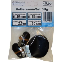 Kofferraum-Set 3tlg., Zurrgurt mit Klemmschloss schwarz