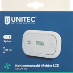 Kohlenmonoxidmelder mit Display batteriebetrieben weiß