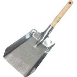 Kohleschaufel aus verzinktem Metall mit Holzgriff
