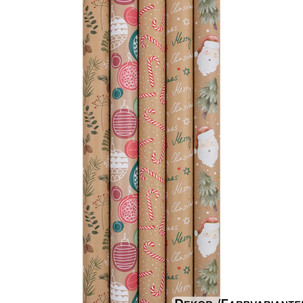 Kraftpapier Geschenkpapier Premium mit Weihnachtsmotiv 200 x 70cm