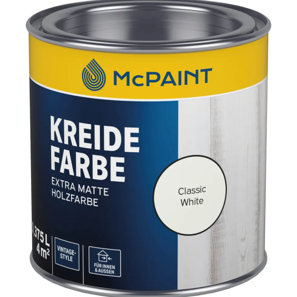 Kreidefarbe Classic White 375 ml, Holzfarbe für Innen & Außen