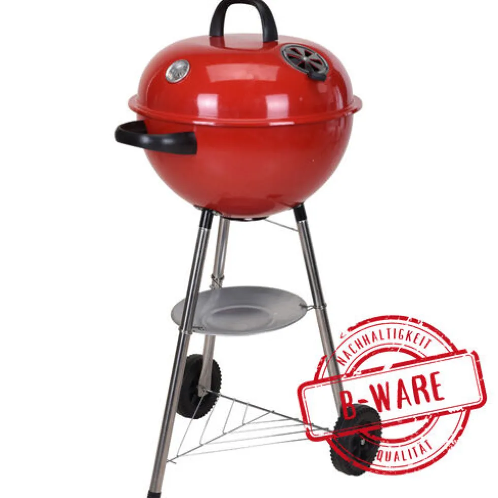 Kugelgrill fahrbar Edelstahl rot - B-Ware