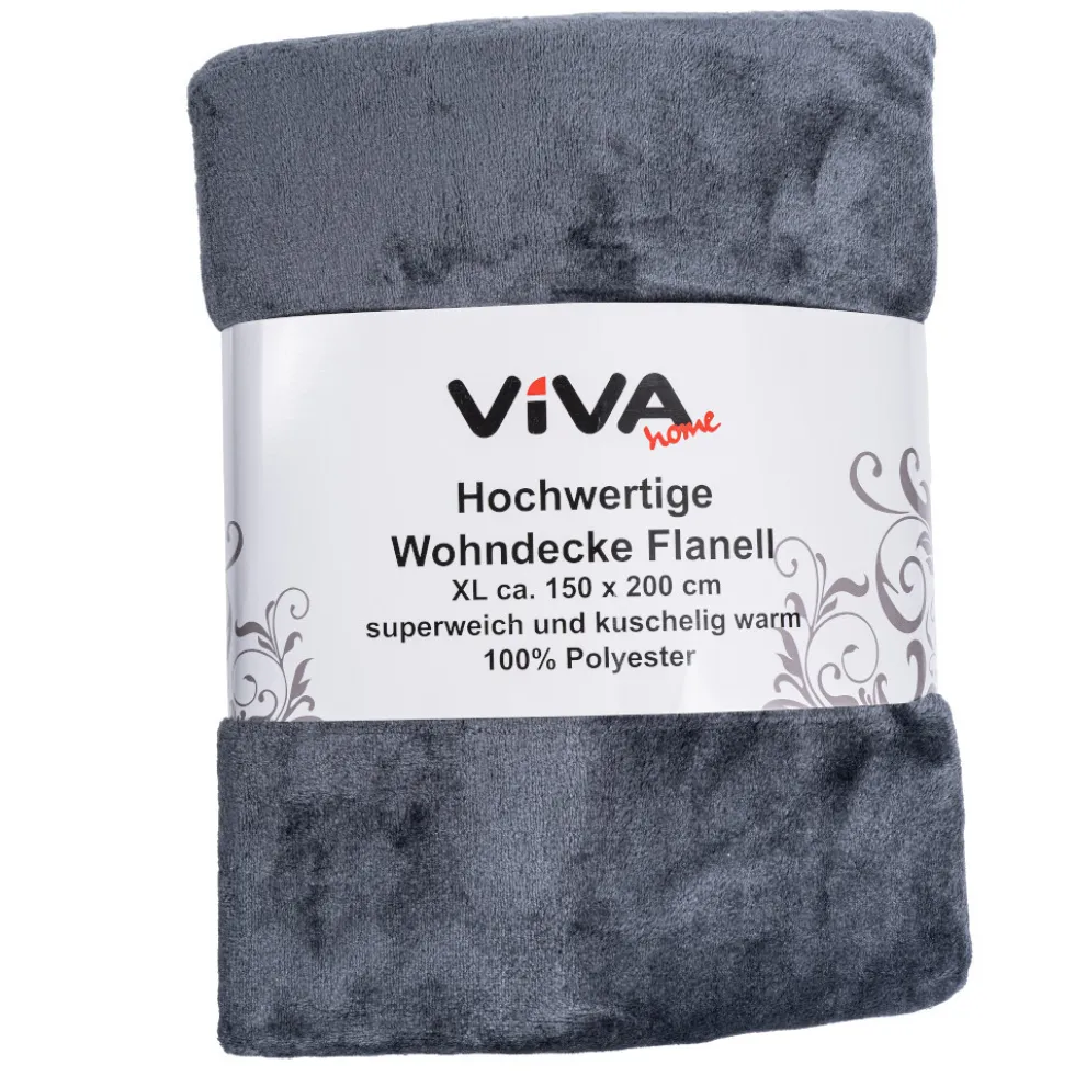 Kuscheldecke Flanell 150 x 200 cm aus Polyester in Anthrazit
