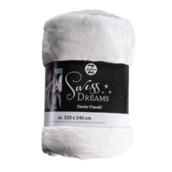 Kuscheldecke 220 x 240 cm in Creme aus Flanell