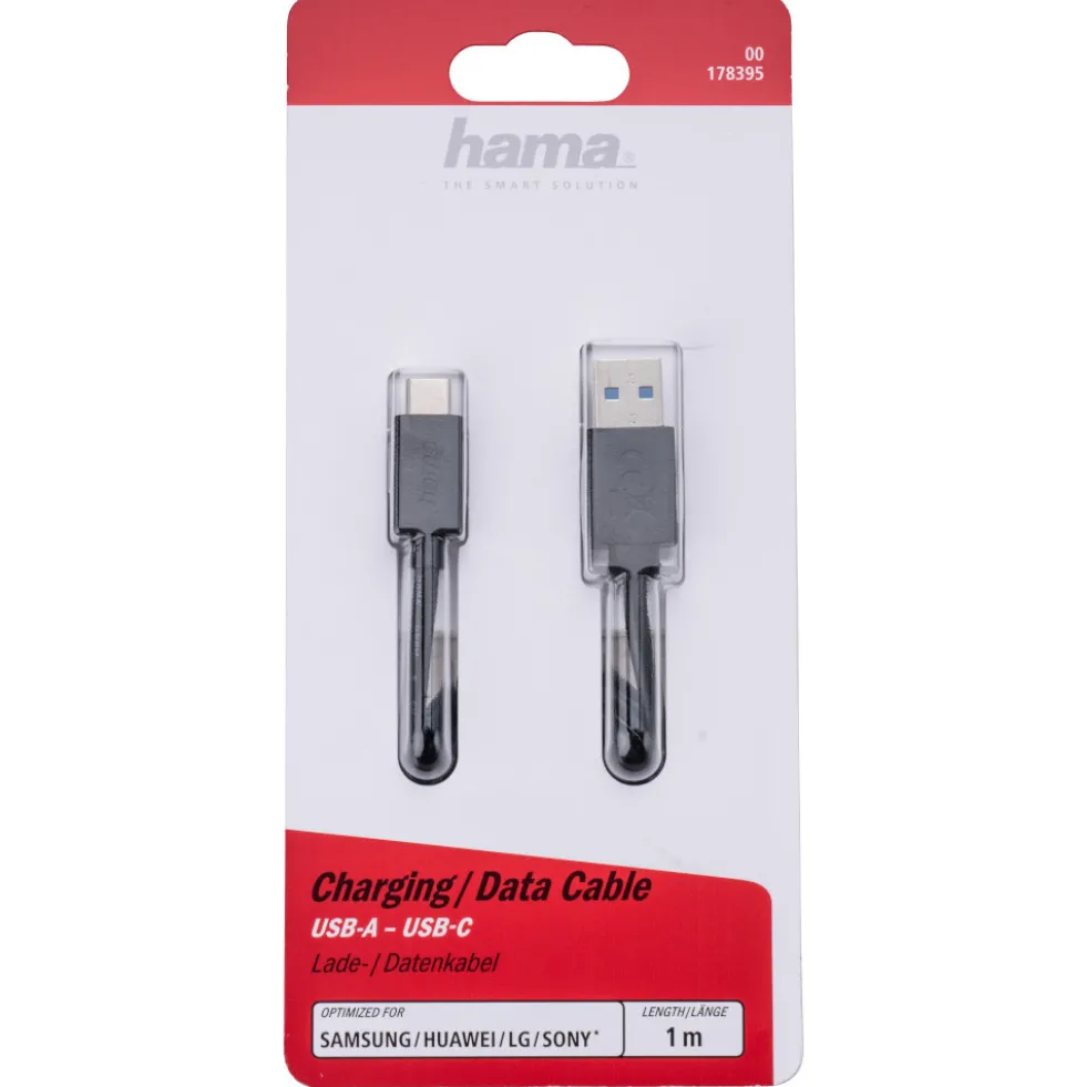 Ladekabel 1m USB 3.1 SuperSpeed USB-A zu USB-C, schwarz