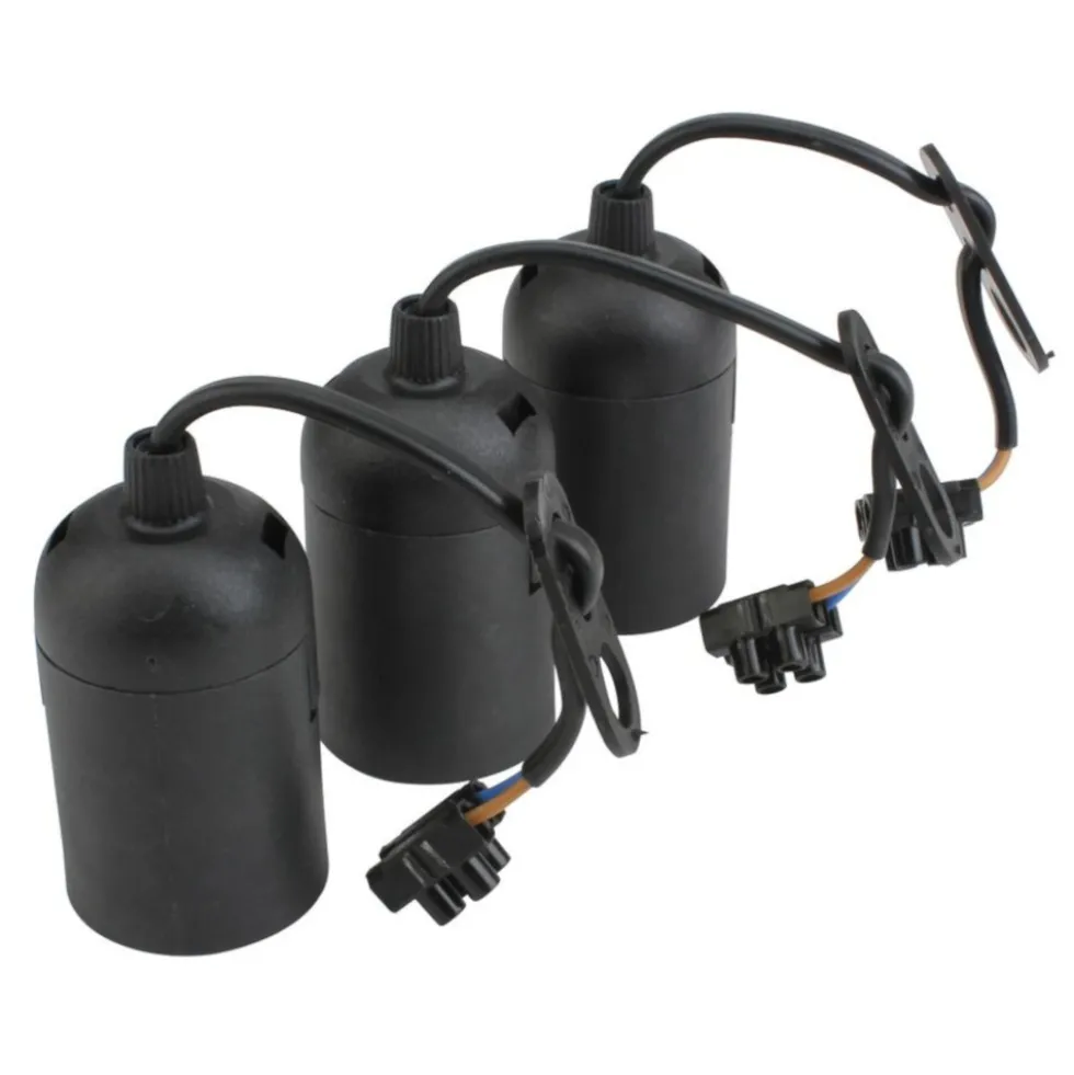 Lampenfassung E27 Set 3 Stück schwarz