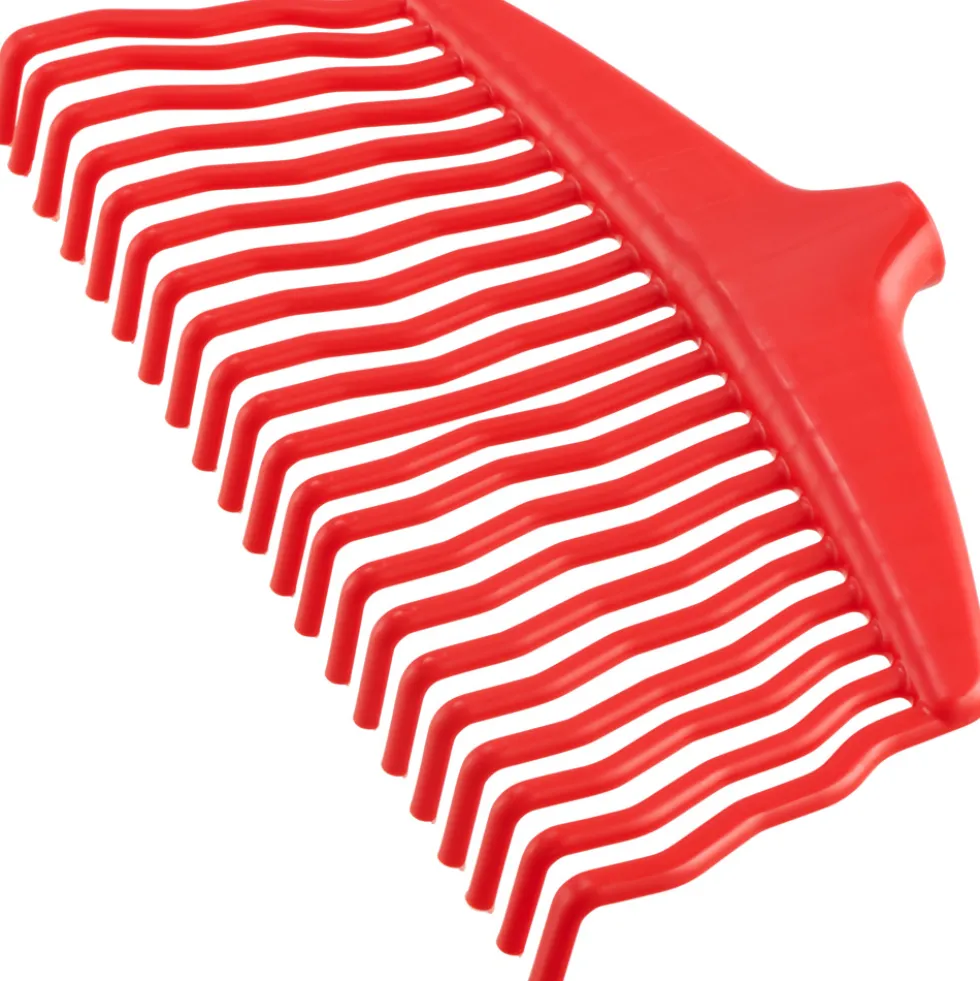 Laubrechen mit 21 Zinken 37 cm rot aus Kunststoff