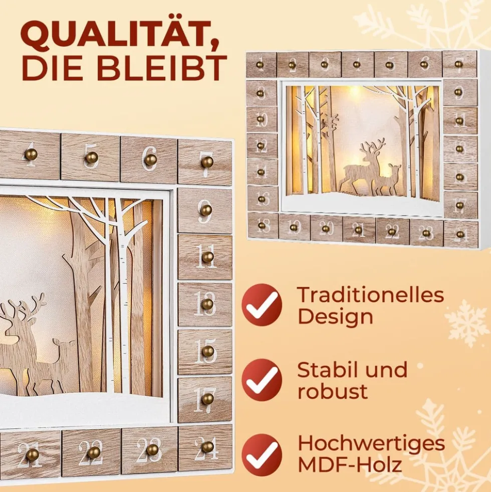 LED-Adventskalender "Winterwald" aus MDF